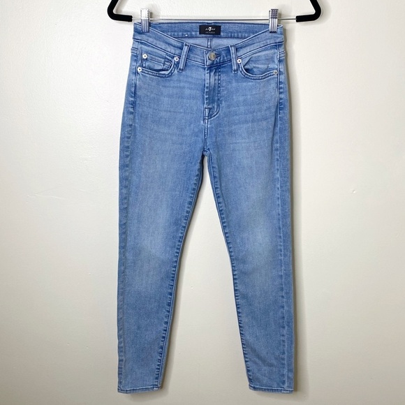 7 For All Mankind Light Wash Skinny Jeans - Picture 1 of 7